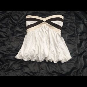 Bebe Two-Tone Strapless Peplum Top